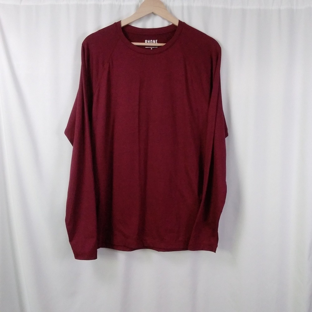 Rhone Men's M Reign Long Sleeve Athletic Performance T Shirt Burgundy Heather